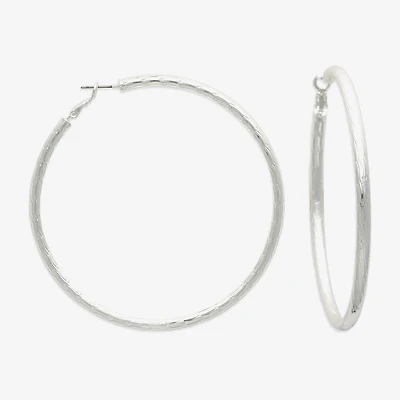 Bold Elements Silver Tone Womens 79.2mm Hoop Earrings
