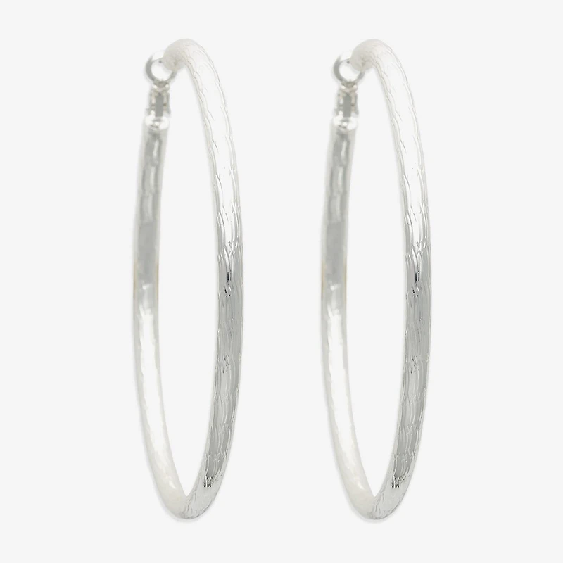 Bold Elements Silver Tone Womens 79.2mm Hoop Earrings