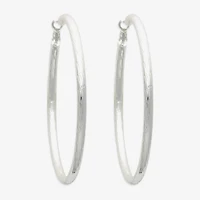 Bold Elements Silver Tone Womens 79.2mm Hoop Earrings