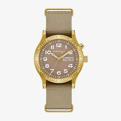 Caravelle Designed By Bulova Mens Green Strap Watch 44c113