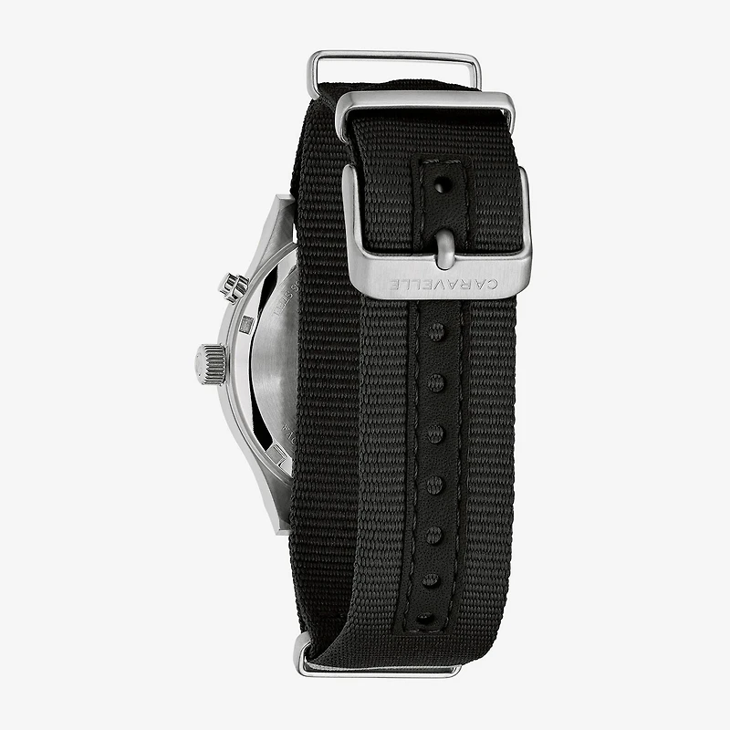 Caravelle Designed By Bulova Mens Black Strap Watch 43c125