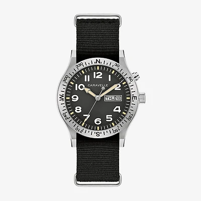 Caravelle Designed By Bulova Mens Black Strap Watch 43c125