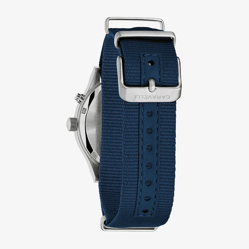 Caravelle Designed By Bulova Mens Blue Strap Watch 43c126