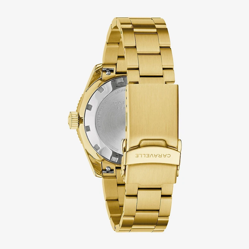 Caravelle Designed By Bulova Mens Gold Tone Stainless Steel Bracelet Watch 44b128