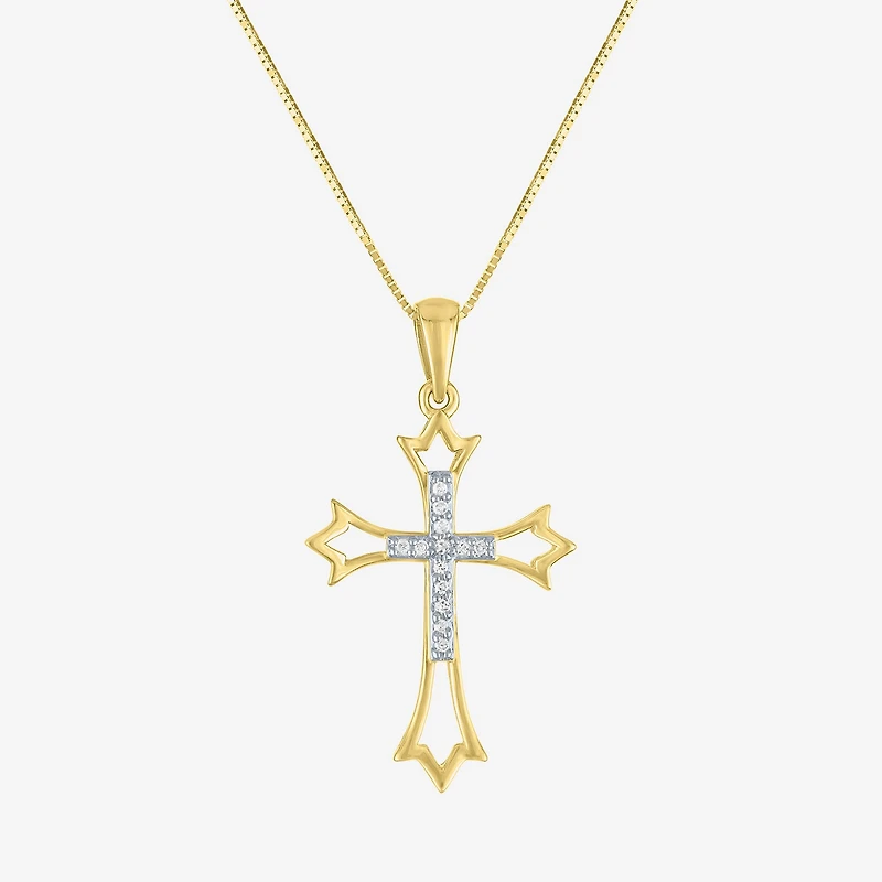 Women's Diamond-Accent 10K Gold Cross Pendant Necklace