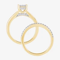 H, I1-I2 Womens 1/2 CT. T.W. Lab Grown White Diamond 14K Gold Over Silver Bridal Set