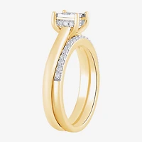 H, I1-I2 Womens 1/2 CT. T.W. Lab Grown White Diamond 14K Gold Over Silver Bridal Set