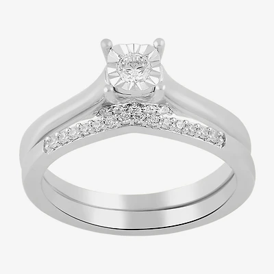 Surrounded by Love (H,I1-I2) Womens 1/4 CT. T.W. Lab Grown White Diamond Sterling Silver Cushion Bridal Set