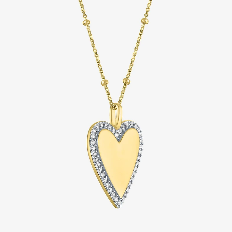 Yes, Please! Womens Lab Created White Sapphire Sterling Silver Heart Pendant