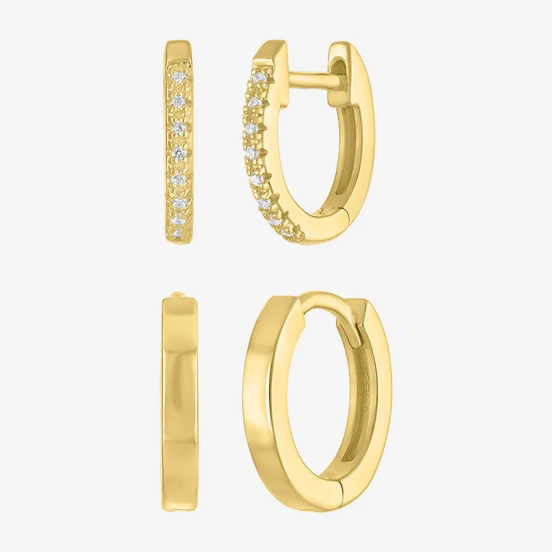 Yes, Please! (G-H,Si2-I1) Womens Diamond Accent Lab Grown White Diamond Accent 14K Gold Over Silver 2 Pair Jewelry Set