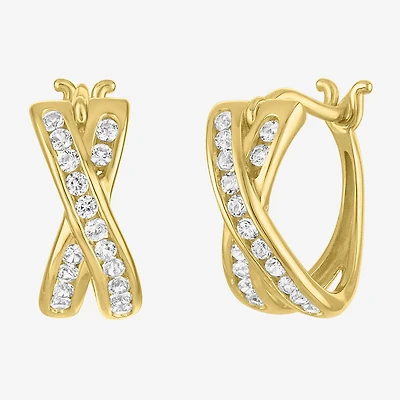 Yes, Please! Womens Lab Created White Sapphire Sterling Silver 12mm Hoop Earrings