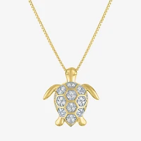"Turtle" Womens 1/10 CT. T.W. Natural White Diamond 14K Gold Over Silver 18 Inch Pendant Necklace