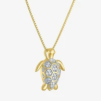 "Turtle" Womens 1/10 CT. T.W. Natural White Diamond 14K Gold Over Silver 18 Inch Pendant Necklace