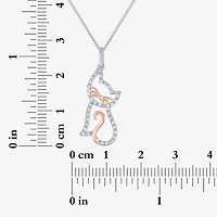 Cat Womens 1/10 CT. T.W. Natural White Diamond 14K Rose Gold Over Silver 18 Inch Pendant Necklace