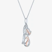 Cat Womens 1/10 CT. T.W. Natural White Diamond 14K Rose Gold Over Silver 18 Inch Pendant Necklace