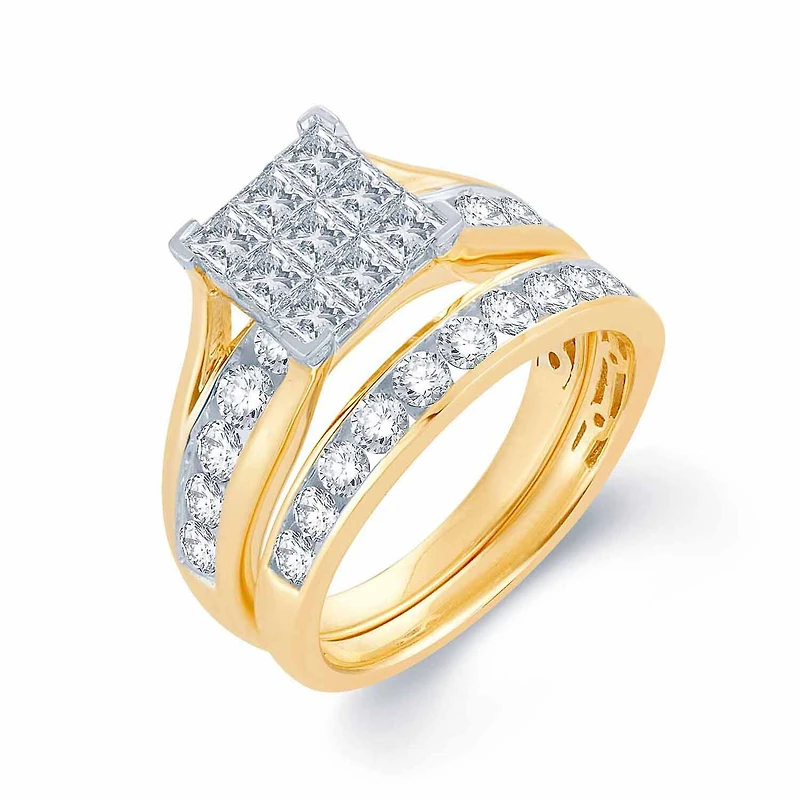 Womens 1 CT. T.W. Natural White Diamond 10K Gold Bridal Set