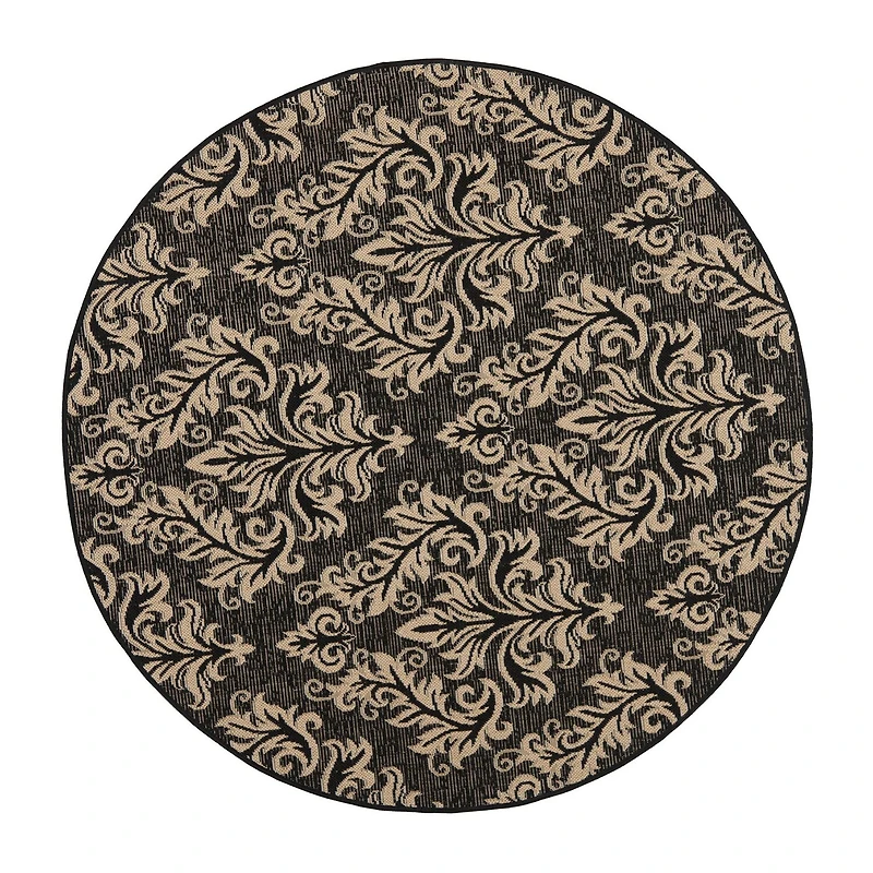 Safavieh Courtyard Collection Domhnall Floral Indoor/Outdoor Round Area Rug