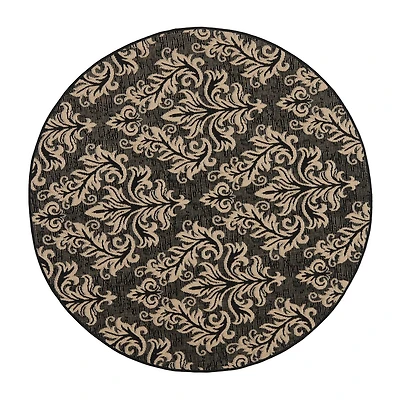 Safavieh Courtyard Collection Domhnall Floral Indoor/Outdoor Round Area Rug