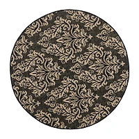 Safavieh Courtyard Collection Domhnall Floral Indoor/Outdoor Round Area Rug