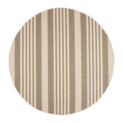 Safavieh Courtyard Collection Santos Stripe Indoor/Outdoor Round Area Rug