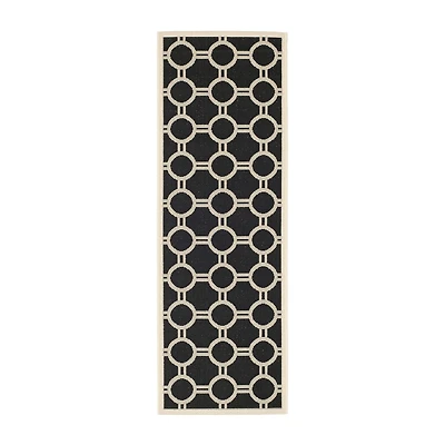 Safavieh Courtyard Collection Shag Geometric Indoor/Outdoor Runner Rug