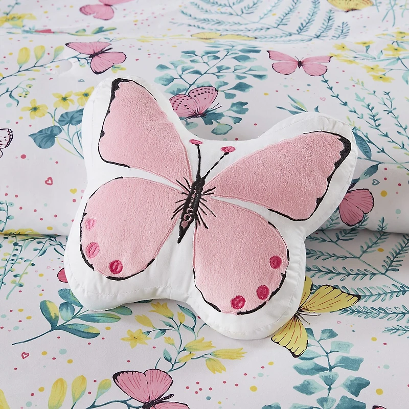 Intelligent Design Kids Caroline Butterfly Comforter Set with Sham and Decorative Pillow