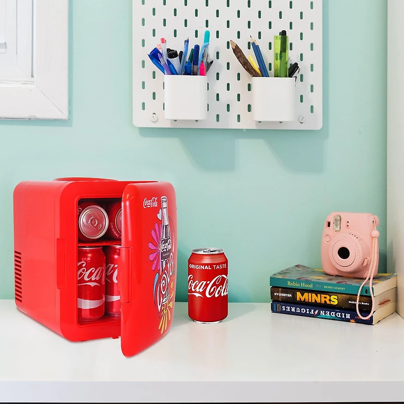 Coca-Cola Love 1971 Series Mini Fridge 6 Can Cooler/Warmer