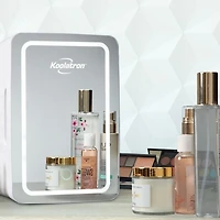 Cosmetic Fridge with LED Lighted Makeup Mirror- 6L Portable AC/DC