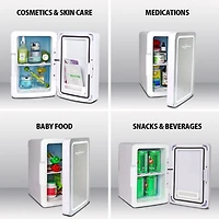Cosmetic Fridge with LED Lighted Makeup Mirror- 6L Portable AC/DC