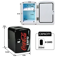 Coca-Cola Coke Zero 4L Portable Cooler/Warmer 12V AC/DC Mini Fridge