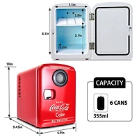 Coca-Cola 4L Mini Fridge/Warmer with Bluetooth Speaker 6 Can