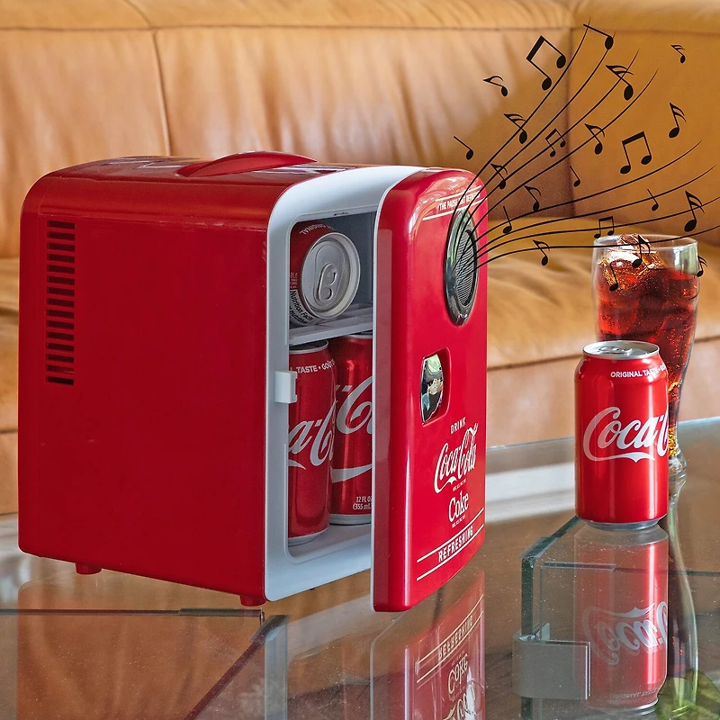 Coca-Cola 4L Mini Fridge/Warmer with Bluetooth Speaker 6 Can
