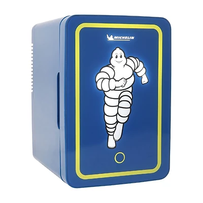 Michelin Portable 6 Can 12V Mini Fridge with LED Door Light, 6L (6.3 qt) AC/DC Cooler, Blue