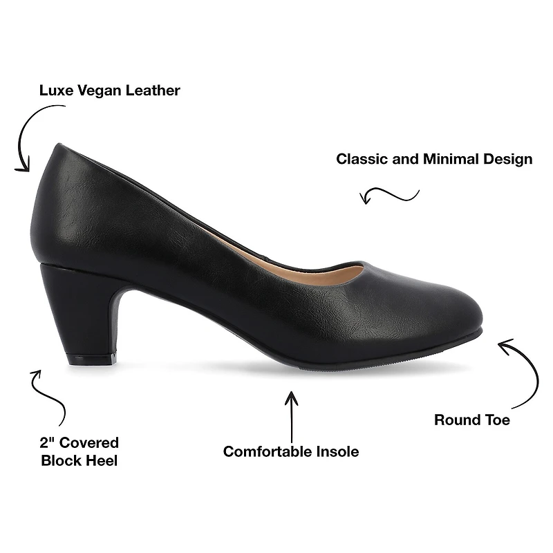 Journee Collection Luu Womens Round Closed Toe Block Heel Pumps