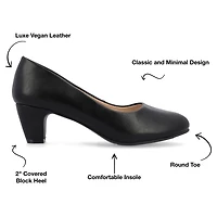 Journee Collection Luu Womens Round Closed Toe Block Heel Pumps