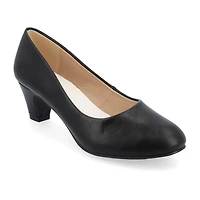 Journee Collection Luu Womens Round Closed Toe Block Heel Pumps