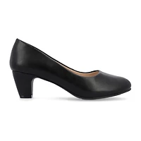 Journee Collection Luu Womens Round Closed Toe Block Heel Pumps