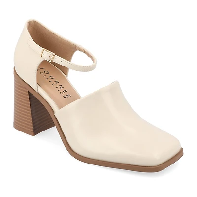 Journee Collection Bobby Womens Square Closed Toe Stacked Heel Pumps
