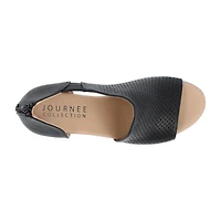 Journee Collection Aretha Womens Round Peep Toe Wedge Heel Pumps