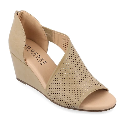 Journee Collection Aretha Womens Round Peep Toe Wedge Heel Pumps