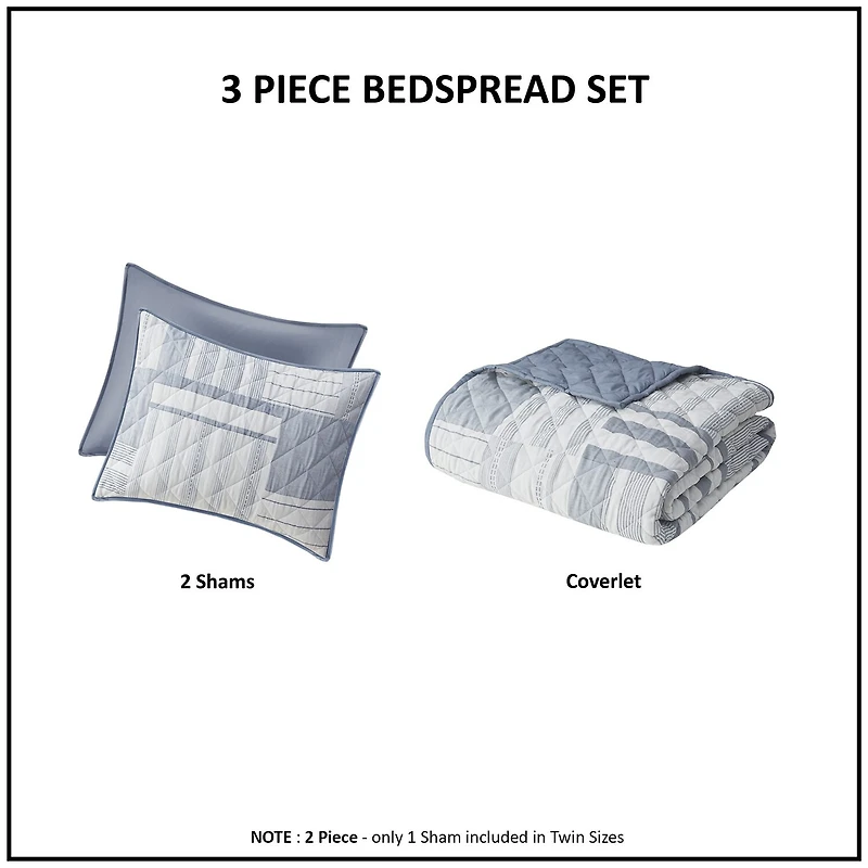 Madison Park Arden Patchwork 3-pc. Hypoallergenic Quilt Set