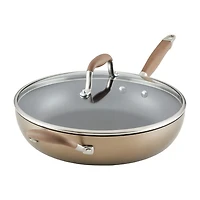 Anolon Advanced Hard Anodized 12" Deep Frying Pan with Lid and Helper Handle