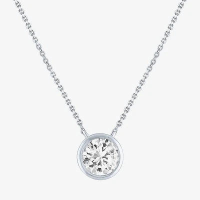 Diamond Addiction (G-H / Si2-I1) Womens 1 CT. T.W. Lab Grown White 14K Gold Round 18 Inch Pendant Necklace