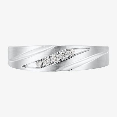 Mens 1/10 CT. T.W. Natural White Diamond 10K Gold Wedding Band