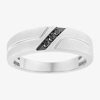 Midnight Black Mens 6.5MM Diamond Accent Natural 10K Gold Wedding Band