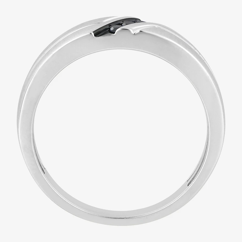 Midnight Black Mens 6.5MM Diamond Accent Natural 10K Gold Wedding Band