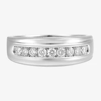 Mens 8MM 1/2 CT. T.W. Natural White Diamond 10K Gold Wedding Band