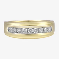 Mens 8MM 1/2 CT. T.W. Natural Diamond 10K Gold Wedding Band