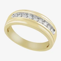 Mens 8MM 1/2 CT. T.W. Natural Diamond 10K Gold Wedding Band