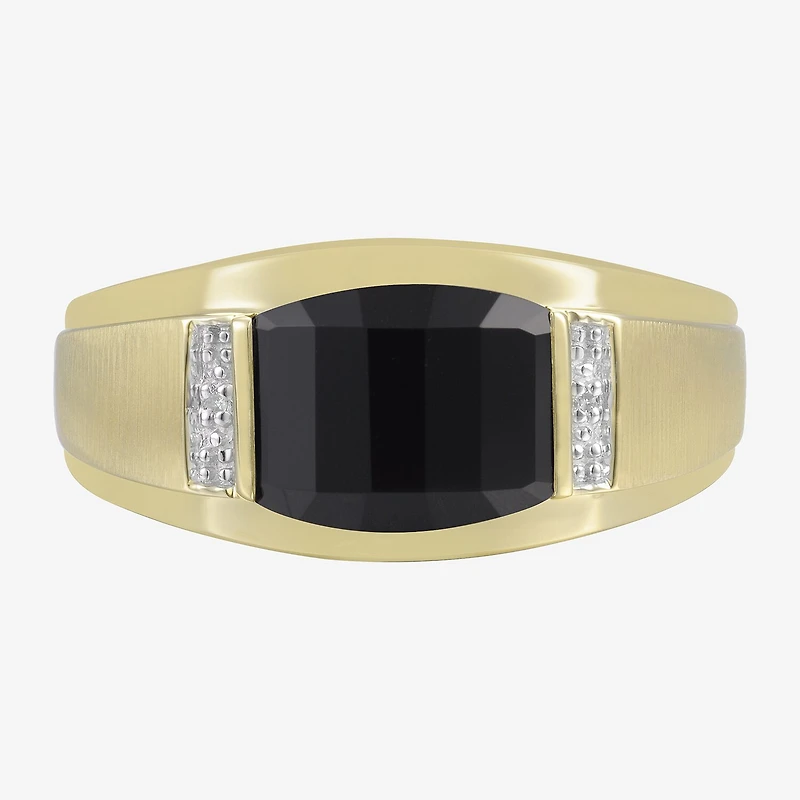 Mens Diamond Accent Genuine Black Onyx Fashion Ring